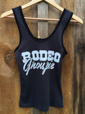Rodeo Groupie Lace Tank Blk/white
