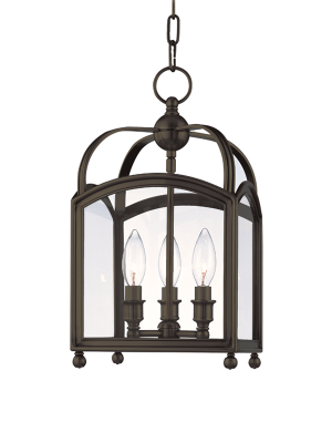 Hudson Valley Lighting Millbrook 3-bulb Pendant - Distressed Bronze & Clear