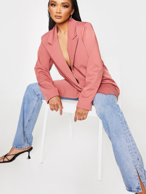 Rose Oversized Light Weight Button Detail Blazer