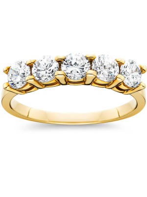 Pompeii3 1ct 5 Stone Diamond Ring 14k Yellow Gold