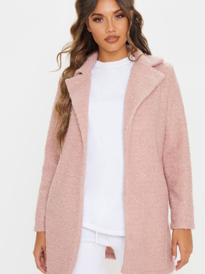 Dusty Pink Textured Oversized Coat