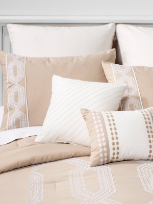Full Tiras Geometric Comforter Set Tan/ivory - Hallmart Collectibles