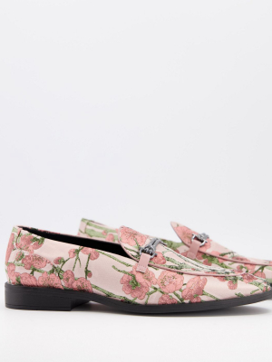Asos Design Loafers In Multi Floral Print With Snaffle