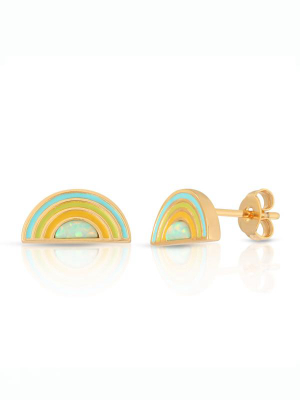 Rainbow Studs: Aqua Opal