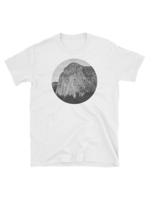 Yosemite Rocks Black And White Image On White T-shirt