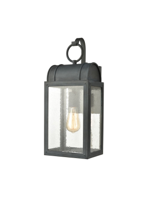 Heritage Hills 1-light 19 X 7 X 8 Outdoor Sconce In Aged Zinc With Seedy Glass Enclosure