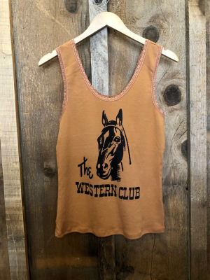 The Western Club Lace Tank Cognac/black