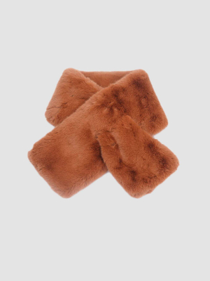 Faux Fur Collar In Rust