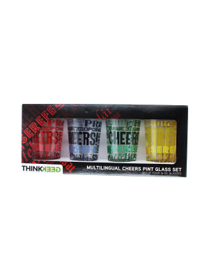 Thinkgeek, Inc. Multilingual Cheers Pint Glass: Set Of 4