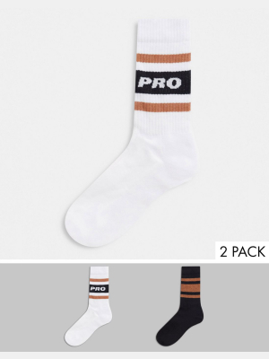 Asos Design Sport Socks With Pro Slogan