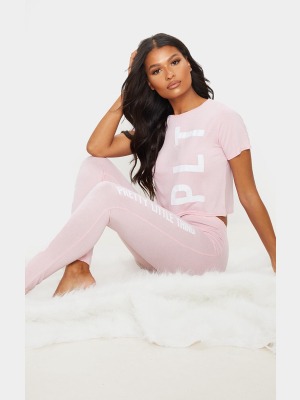 Prettylittlething Pink Leggings Pj Set