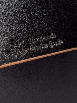 Vintage 1.75" Brass Buckle Leather Belt - Hand-dyed Black