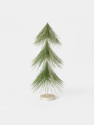 18in Unlit Tinsel Christmas Tree Decorative Figurine Green With Gold - Wondershop™