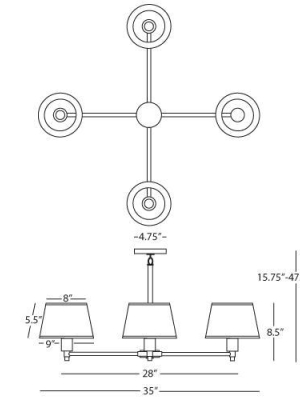 Real Simple 4-light Chandelier In Various Finishes And Shades