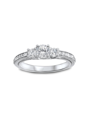 Pompeii3 1 1/4ct 3-stone Diamond Ring 14k White Gold