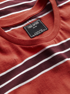 Short Sleeve Stripe Tee In Spicy Tomato