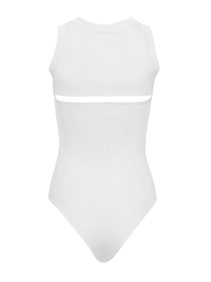 Cutout Ribbed-knit Bodysuit