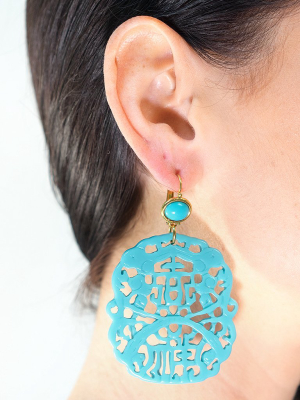 Carved Turquoise Pierced Earrings