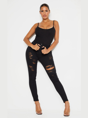 Shape Black Extreme Distressed Stretch Skinny Jean