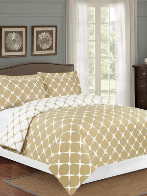 Elegant Comfort Elegant Luxury Bloomingdale Pattern 2-tone Reversible 2-piece Duvet Cover Set, Wrinkle And Fade Resistant