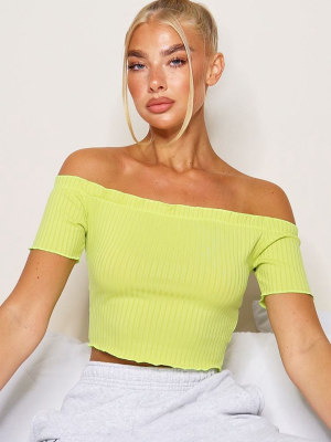 Lime Rib Short Sleeve Bardot Top