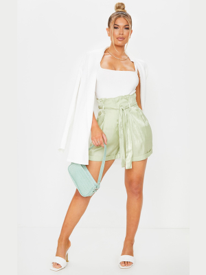 Sage Shimmer Paperbag Shorts