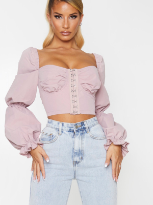 Rose Ruched Cup Hook & Eye Crop Top