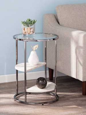 Lademore Round Side Table With Faux Stone Black - Aiden Lane