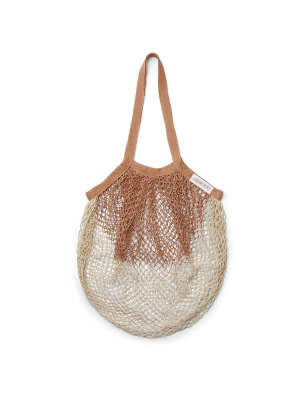 Mesh Tote . Organic Cotton Nuka Bag - Tuscany Rose / Sandy