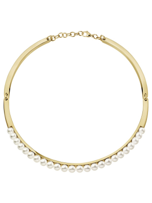 Circling Gold Pearl Choker Necklace