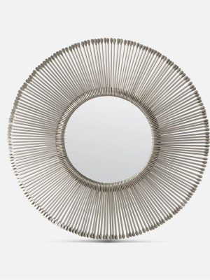 Dawn Mirror Antiqued Silver Iron Small