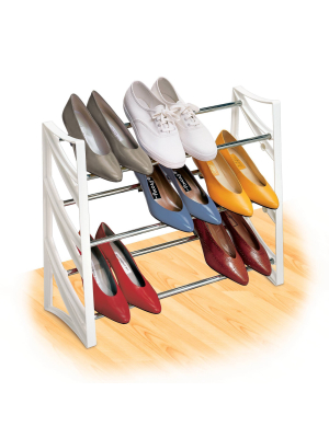 Lynk 9 Pair Convertible Shoe Rack Organizer - 3 Tier - Closet Shoe Rack - White
