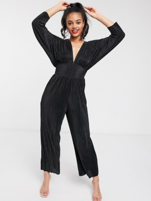 Asos Design Kimono Sleeve Plisse Jumpsuit