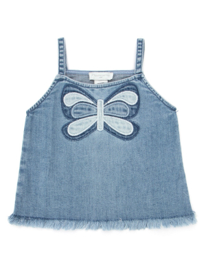 Stella Mccartney Kids Butterfly Embroidered Denim Tank Top