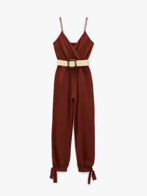 Belted Jumpsuit With Straps