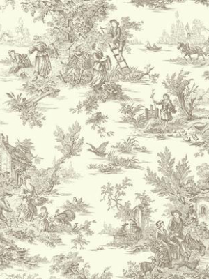 Campagne Toile Wallpaper In Soft Grey By Ashford House For York Wallcoverings