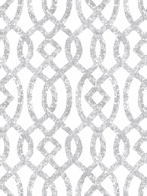 Ethereal Trellis Wallpaper In Silver From The Celadon Collection By Brewster Home Fashions