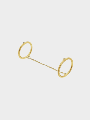 Chained Double Midi Rings Set,14k Gold Clad