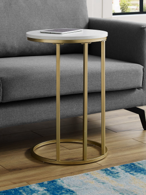 16" Round C Table Glass And Metal - Saracina Home