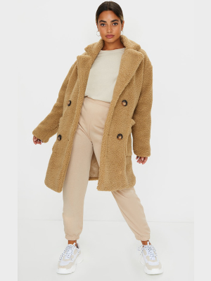 Petite Stone Borg Oversized Coat