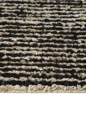 Nature Collection Hand Woven Wool And Hemp Area Rug In Black And White