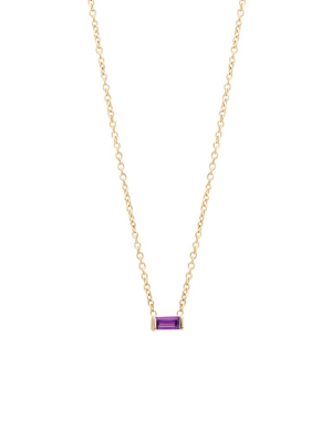 14k Amethyst Baguette Necklace | February Birthstone