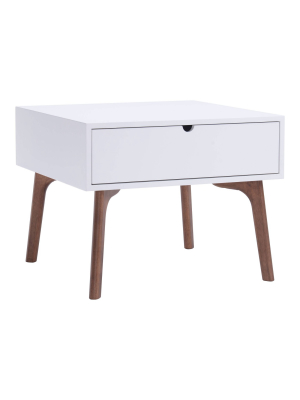 Mid-century Modern 24" End Table - White/walnut - Zm Home