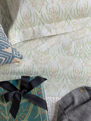 Light Teal Vines Suzani - Pillowcases + Shams