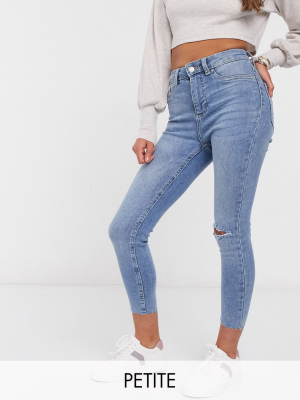 New Look Petite Ripped Disco Jeans In Blue