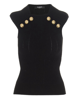 Balmain Button Detail Knitted Tank Top