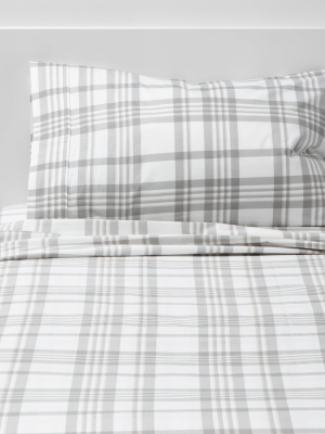 Twin/twin Xl 400 Thread Count Printed Pattern Performance Sheet Set Gray Plaid - Threshold™