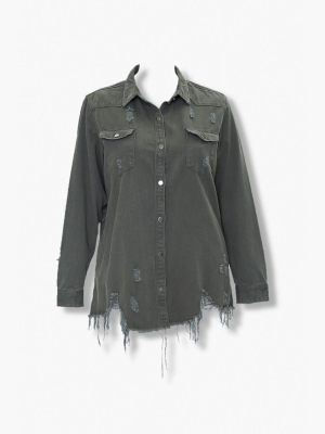 Plus Size Distressed Jacket