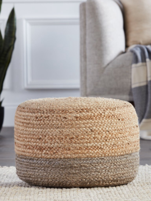 Oliana Ombre Pouf In Taupe & Beige