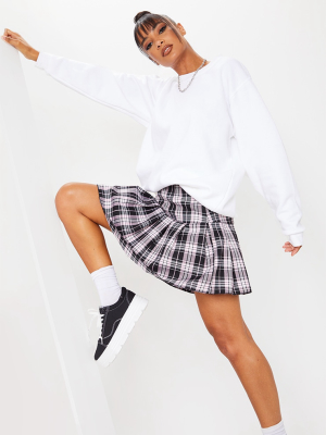 Black Check Woven Skater Skirt